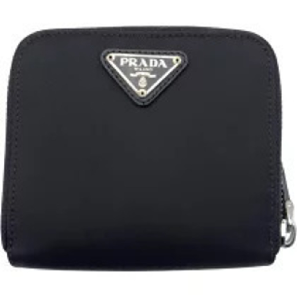 Prada Triangle Compact Wallet Black Bi fold